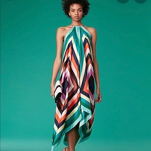 NWT DVF scarf halter dress with handkerchief hem